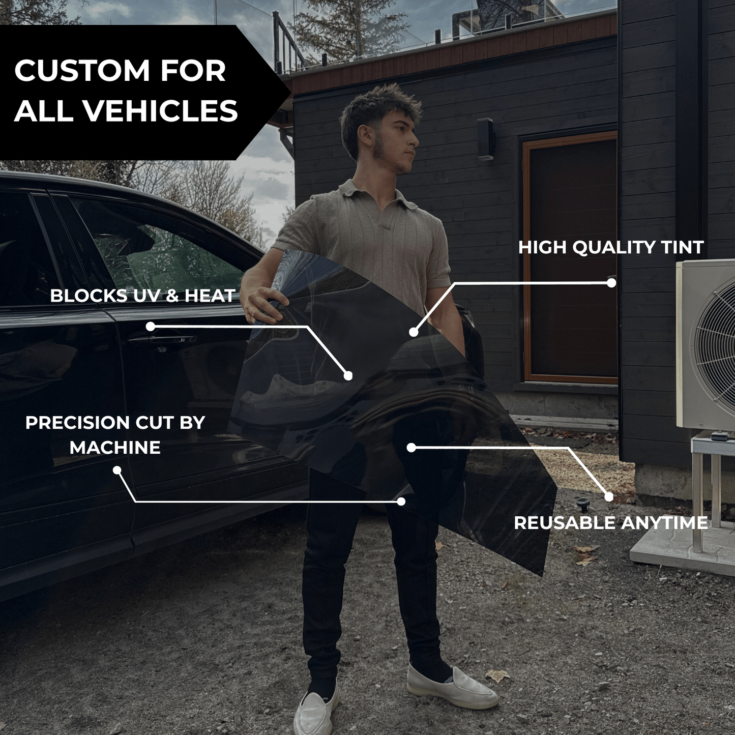 ShadeX Reusable Custom Cut Tint – Front Windshield